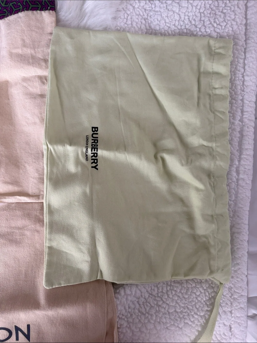 Louis Vuitton Beige and Light Green Branded Dust Bags